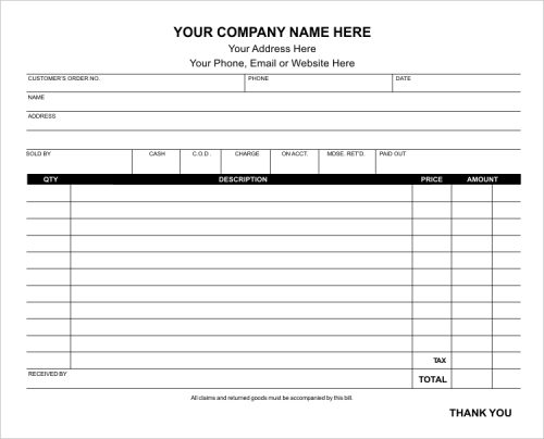 Receipt Template - add your info/logo | Lighthouse Printing