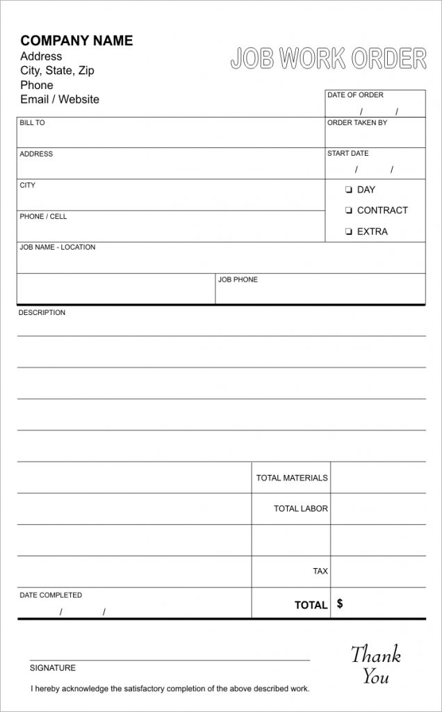 work order template