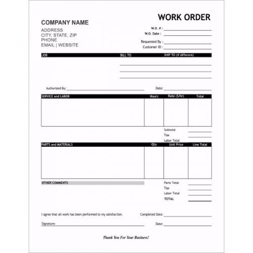 Work Order Template to Personalize | Lighthouse Printing