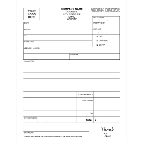 Work Order Template Letter Size Lighthouse Printing