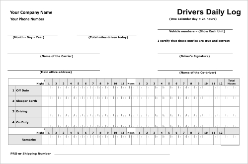 Free Printable Driver's Daily Log Book Templates [Excel, PDF] Example