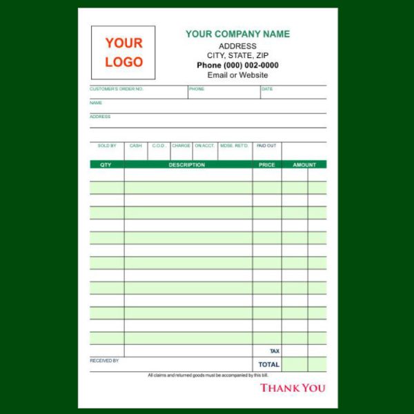 Green Receipt – 5.5 x 8.5 | Lighthouse Printing